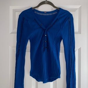 Free People Long Sleeve Shirt with Crochet Details